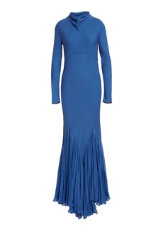 Khaite - Metin Silk Georgette Maxi Dress - Blue - US 0 - Moda Operandi