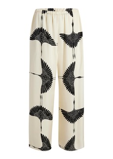 Khaite - Mindy Cropped Cupro Wide-Leg Pants - Print - M - Moda Operandi