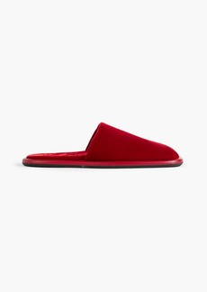 Khaite - Monaco leather-trimmed velvet slippers - Burgundy - EU 38