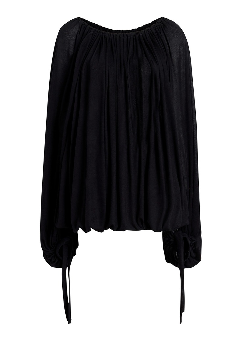 Khaite - Nash Draped Silk Crepe Top - Black - US 6 - Moda Operandi