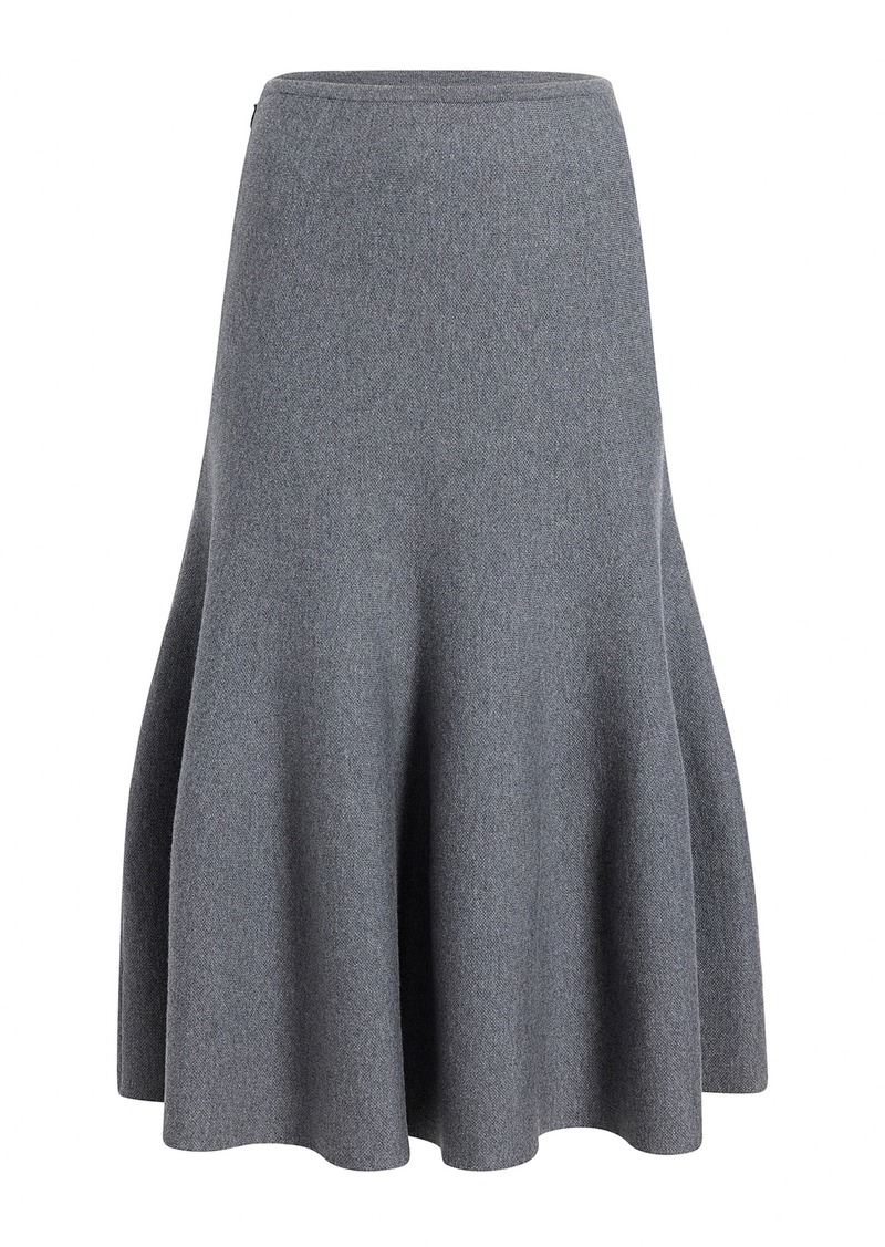 Khaite - Odil Flared Wool-Blend Midi Skirt - Grey - S - Moda Operandi