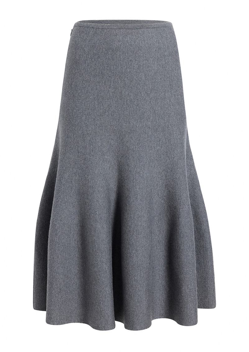 Khaite - Odil Flared Wool-Blend Midi Skirt - Grey - XS - Moda Operandi