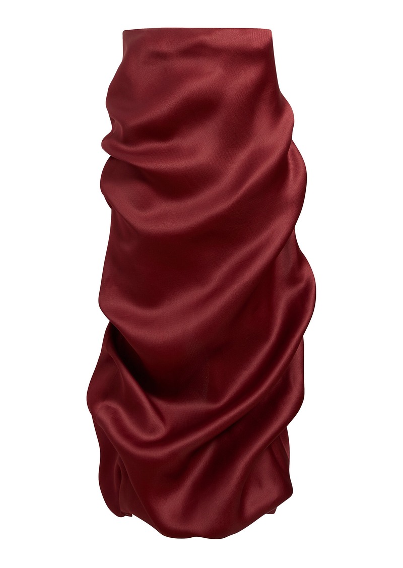 Khaite - Olula Draped Silk Maxi Skirt - Burgundy - US 6 - Moda Operandi