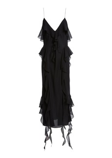 Khaite - Pim Silk Georgette Midi Dress - Black - US 8 - Moda Operandi