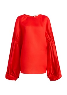 Khaite - Quico Oversized Silk Blouse - Red - US 8 - Moda Operandi
