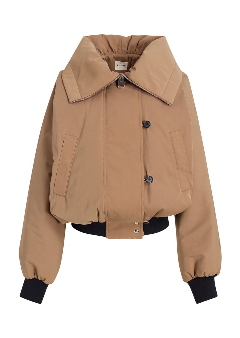 Khaite - Rhonda High Neck Twill Bomber Jacket - Khaki - US 0 - Moda Operandi