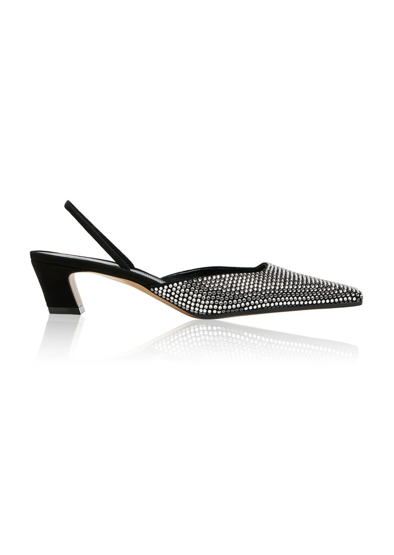 Khaite - Roosevelt Crystal-Embellished Leather Slingback Pumps - Black - IT 40.5 - Moda Operandi