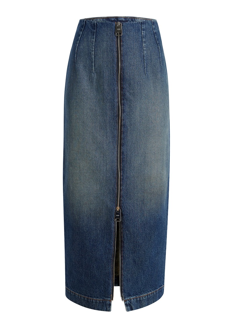 Khaite - Ruly Denim Midi Skirt - Medium Wash - US 10 - Moda Operandi