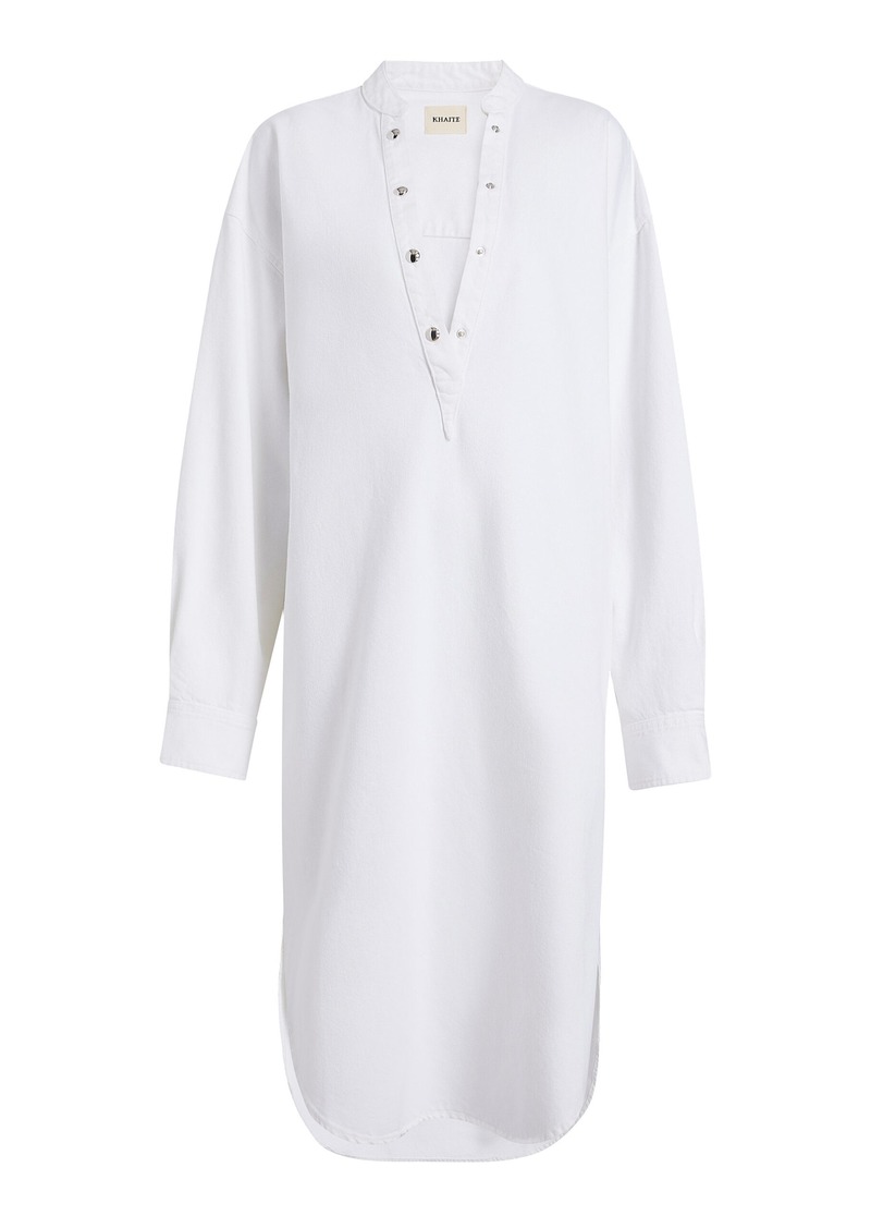 Khaite - Seffi Oversized Cotton Tunic Midi Dress - White - M - Moda Operandi