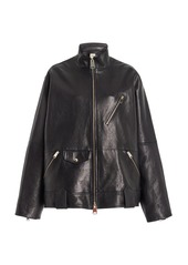 Khaite - Shallin Oversized Leather Jacket - Black - XL - Moda Operandi