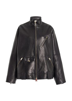 Khaite - Shallin Oversized Leather Jacket - Black - S - Moda Operandi