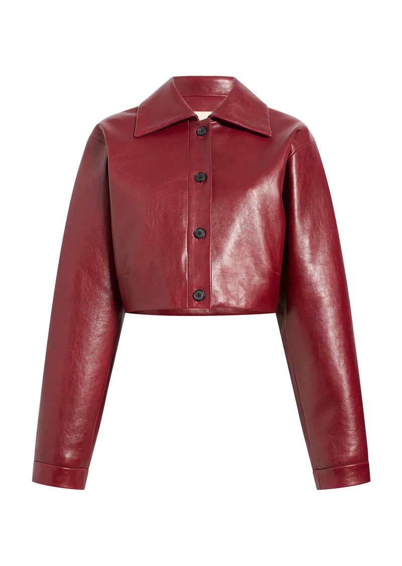 Khaite - Sue Cropped Leather Jacket - Burgundy - US 4 - Moda Operandi