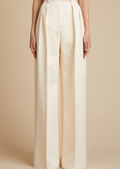 Khaite - Tayana Satin Wide-Leg Pants - Ivory - US 6 - Moda Operandi