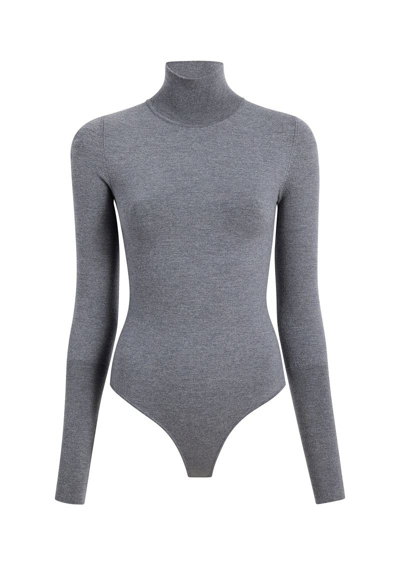 Khaite - Thea Knit Wool-Blend Turtleneck Bodysuit - Grey - S - Moda Operandi