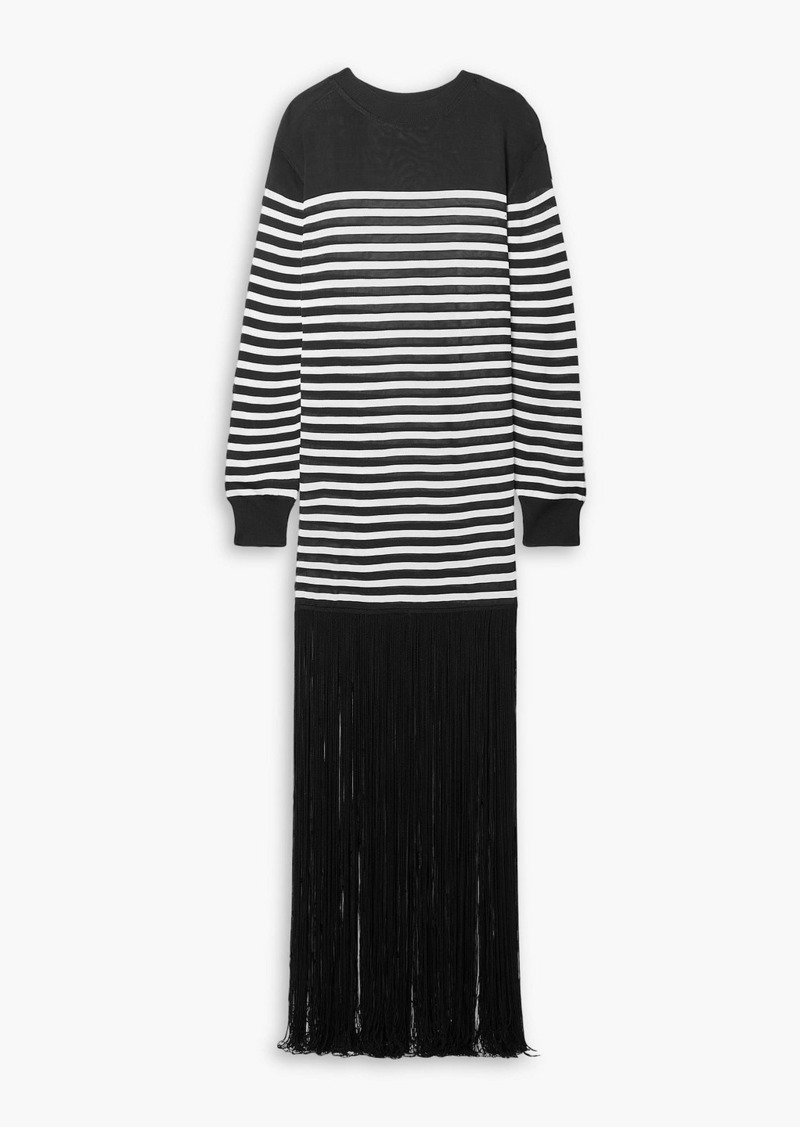 Khaite - Torino fringed striped knitted maxi dress - Black - S