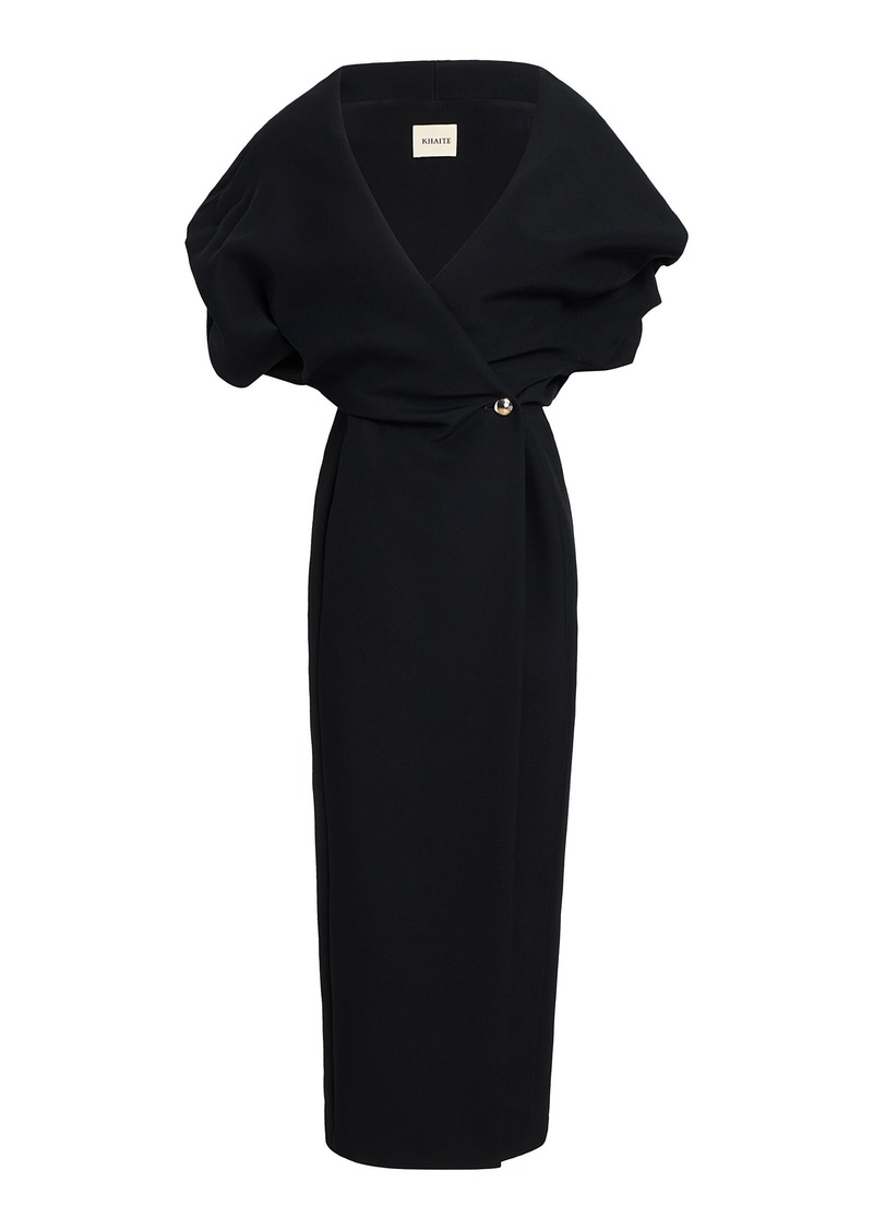 Khaite - Truman Wrapped Crepe Midi Dress - Black - US 6 - Moda Operandi