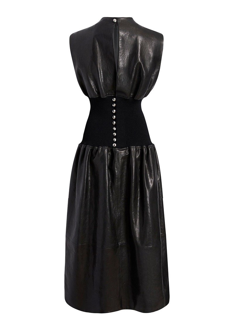 Khaite - Uni Corset Leather Maxi Dress - Black - US 2 - Moda Operandi