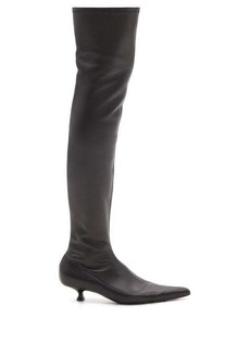 Khaite - Volos Point-toe Thigh-high Leather Boots - Womens - Black