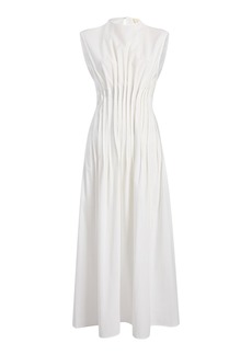 Khaite - Wes Pleated Cotton Midi Dress - White - US 10 - Moda Operandi