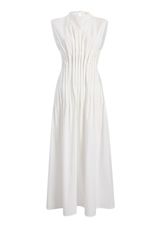 Khaite - Wes Pleated Cotton Midi Dress - White - US 6 - Moda Operandi