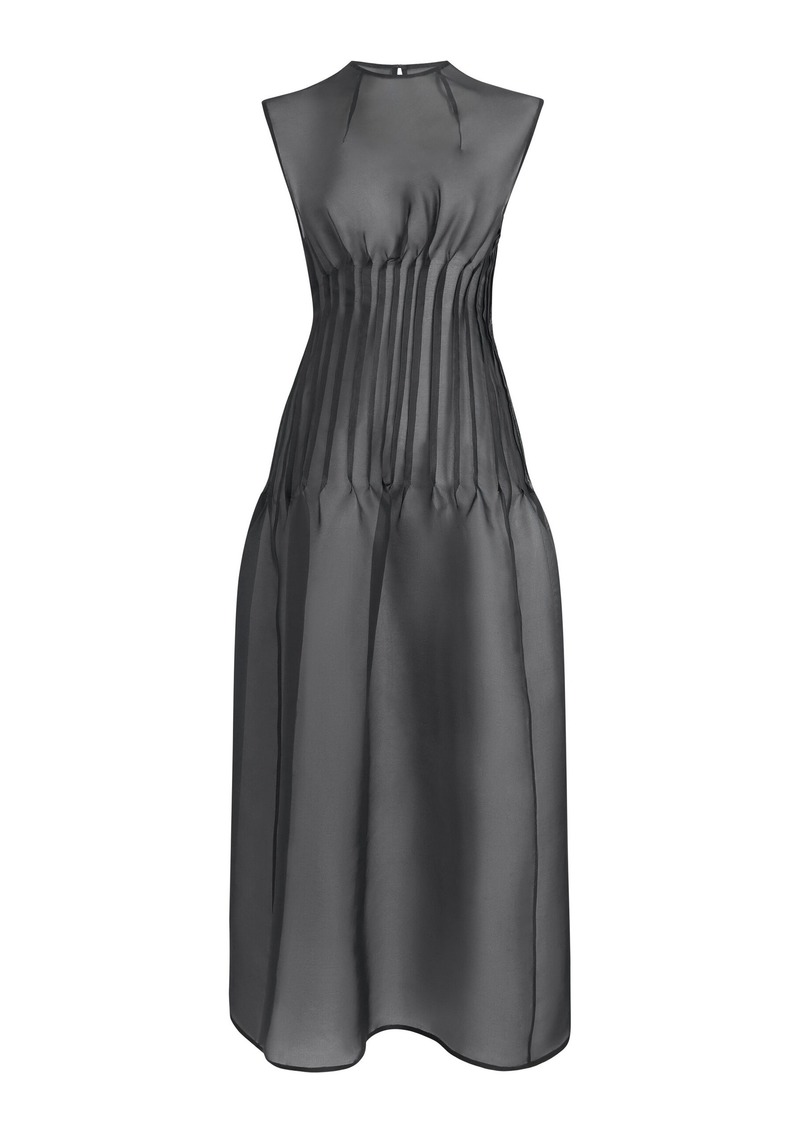 Khaite - Wes Pleated Silk Maxi Dress - Black - US 2 - Moda Operandi