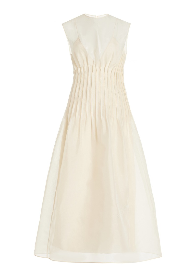 Khaite - Wes Pleated Silk Maxi Dress - Ivory - US 8 - Moda Operandi