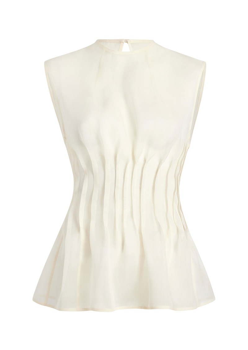 Khaite - Westin Pleated Silk Top - Ivory - US 8 - Moda Operandi