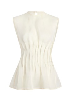 Khaite - Westin Pleated Silk Top - Ivory - US 4 - Moda Operandi