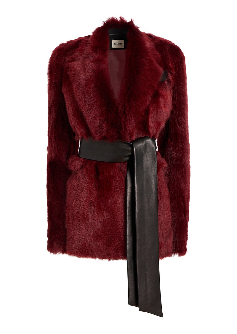 Khaite - Willow Shearling Coat - Burgundy - US 2 - Moda Operandi