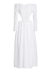 Khaite - Women's Rosaline Ruched Cotton Dress - White/black - Moda Operandi