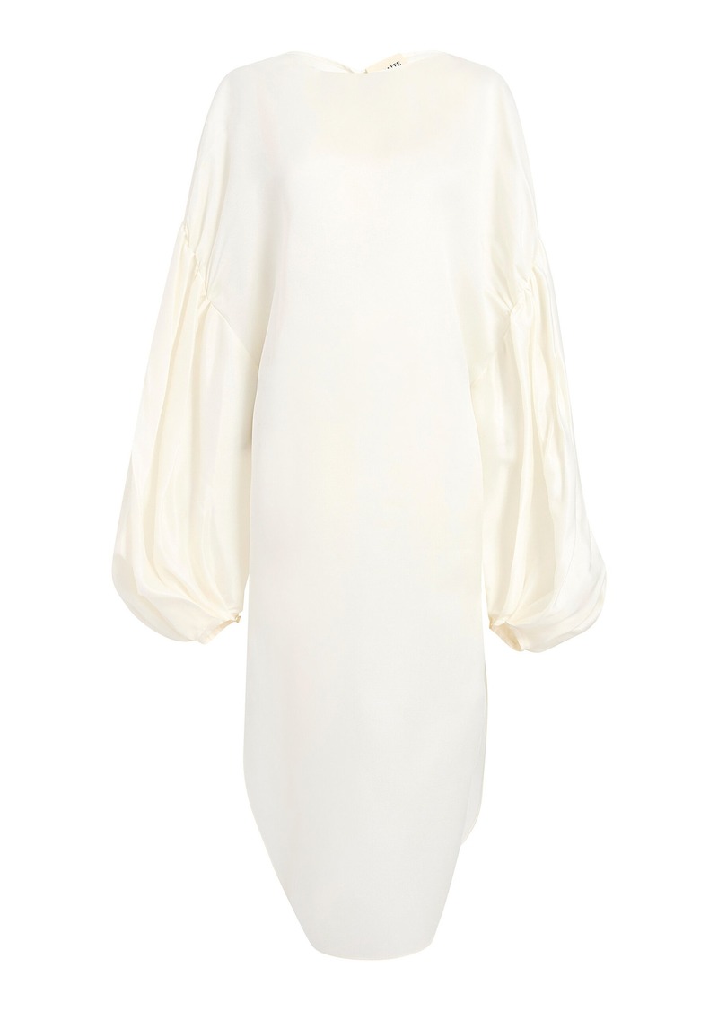 Khaite - Zelma Oversized Silk Midi Dress - Ivory - US 0 - Moda Operandi
