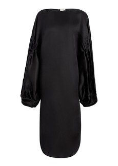 Khaite - Zelma Oversized Silk Midi Dress - Black - US 0 - Moda Operandi