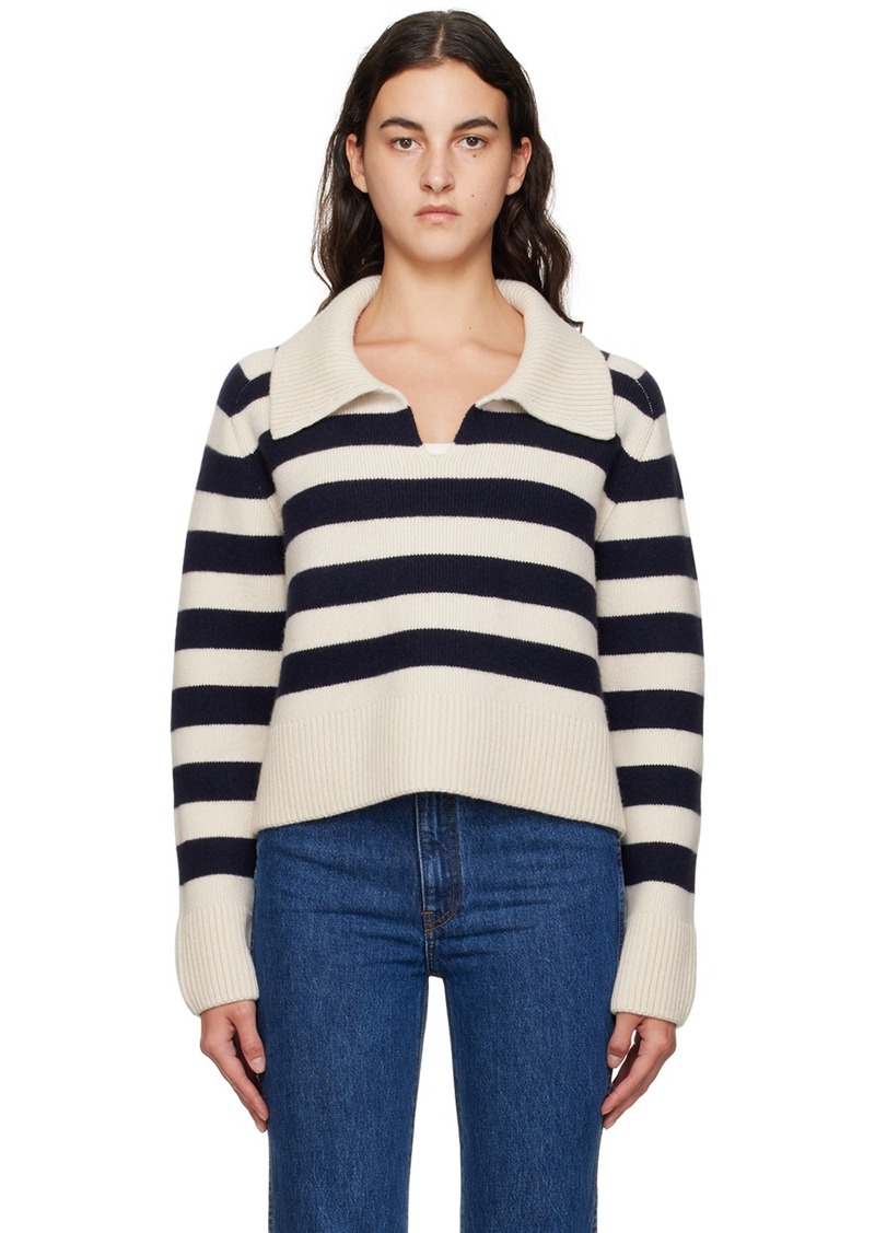 KHAITE Beige & Blue 'The Franklin' Sweater