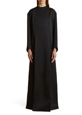 Khaite Clete Long Sleeve Crepe Satin Maxi Dress