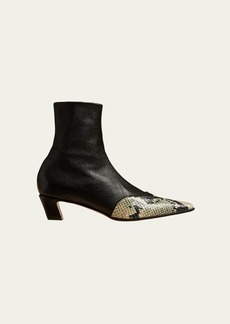 Khaite Dallas Mixed Leather Ankle Boots