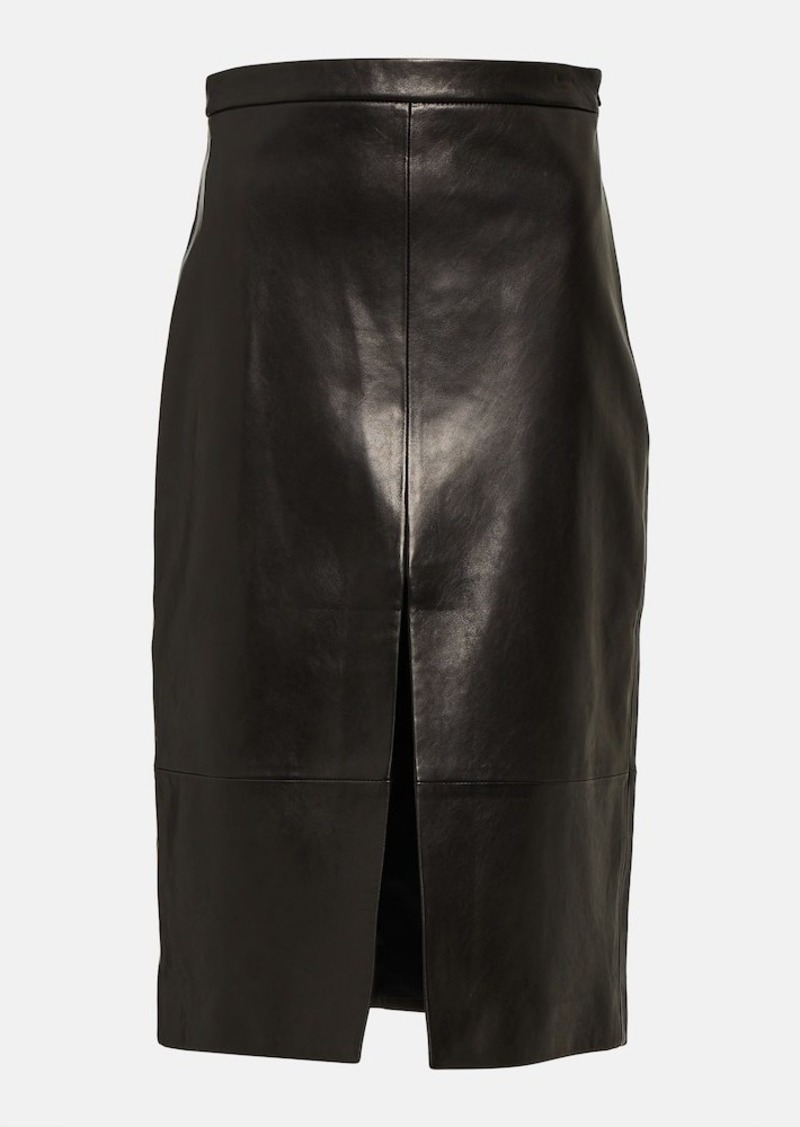 Khaite Fraser leather midi skirt