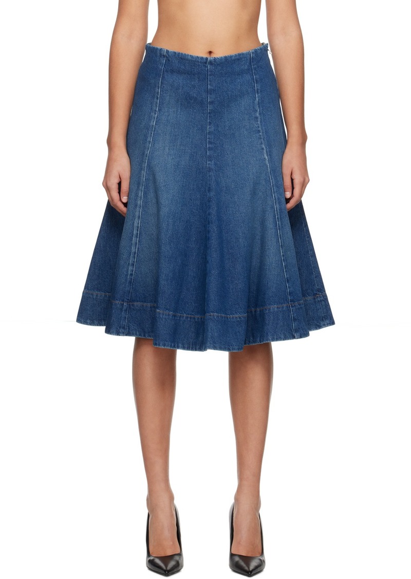 KHAITE Indigo 'The Lennox' Denim Midi Skirt