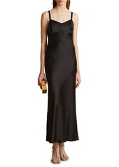 Khaite Joely Empire Waist Satin Dress