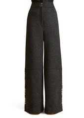 Khaite Krisla Button Detail Virgin Wool Blend Wide Leg Pants