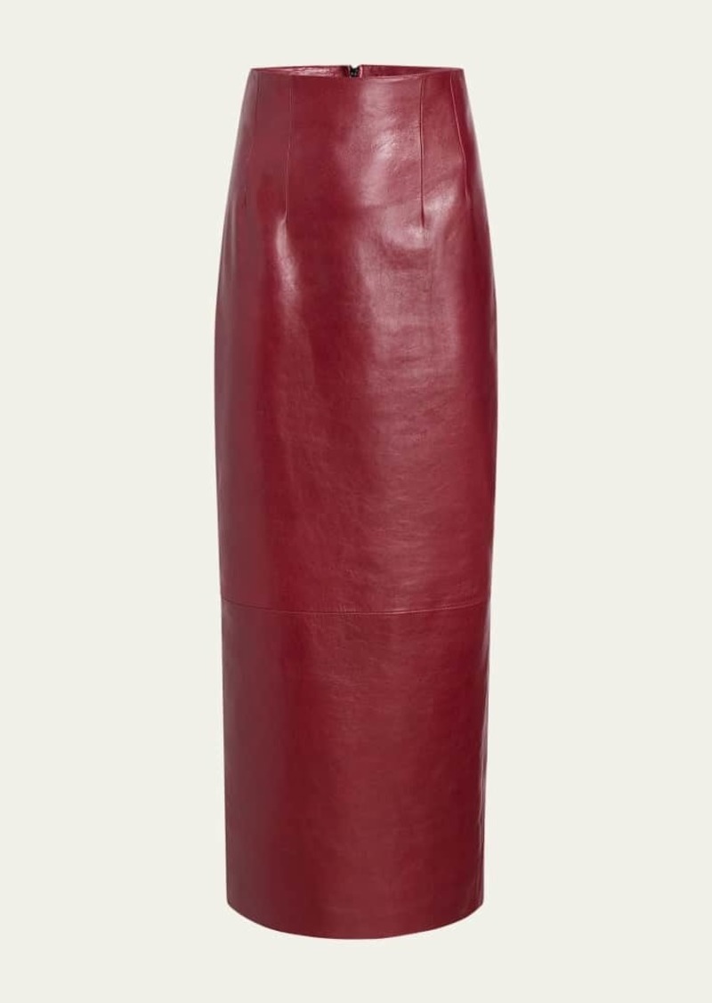 Khaite Loxley Long Leather Pencil Skirt