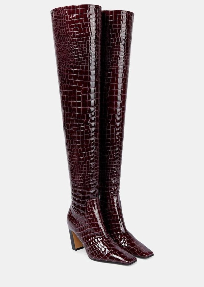 Khaite Snake-effect leather knee-high boots