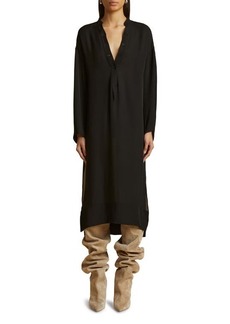 Khaite The Brom Long Sleeve Silk Midi Dress