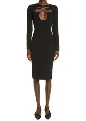 Khaite Vero Laced Cutout Long Sleeve Dress in Black at Nordstrom