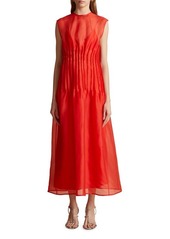 Khaite Wes Pintuck Sleeveless Shantung Organza Dress