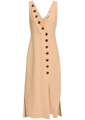 Khaite Woman Christy Button-detailed Piqué Midi Dress Beige
