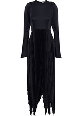 Khaite Woman Greta Asymmetric Cutout Pleated Satin-crepe Maxi Dress Black
