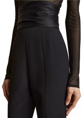 Khaite Lenro Ruched High-Waist Straight-Leg Pants