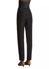 Khaite Lenro Ruched High-Waist Straight-Leg Pants