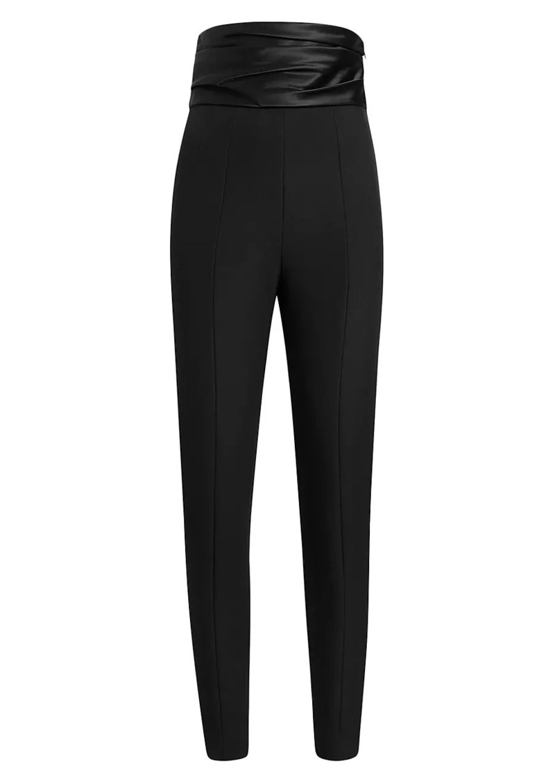 Khaite Lenro Ruched High-Waist Straight-Leg Pants