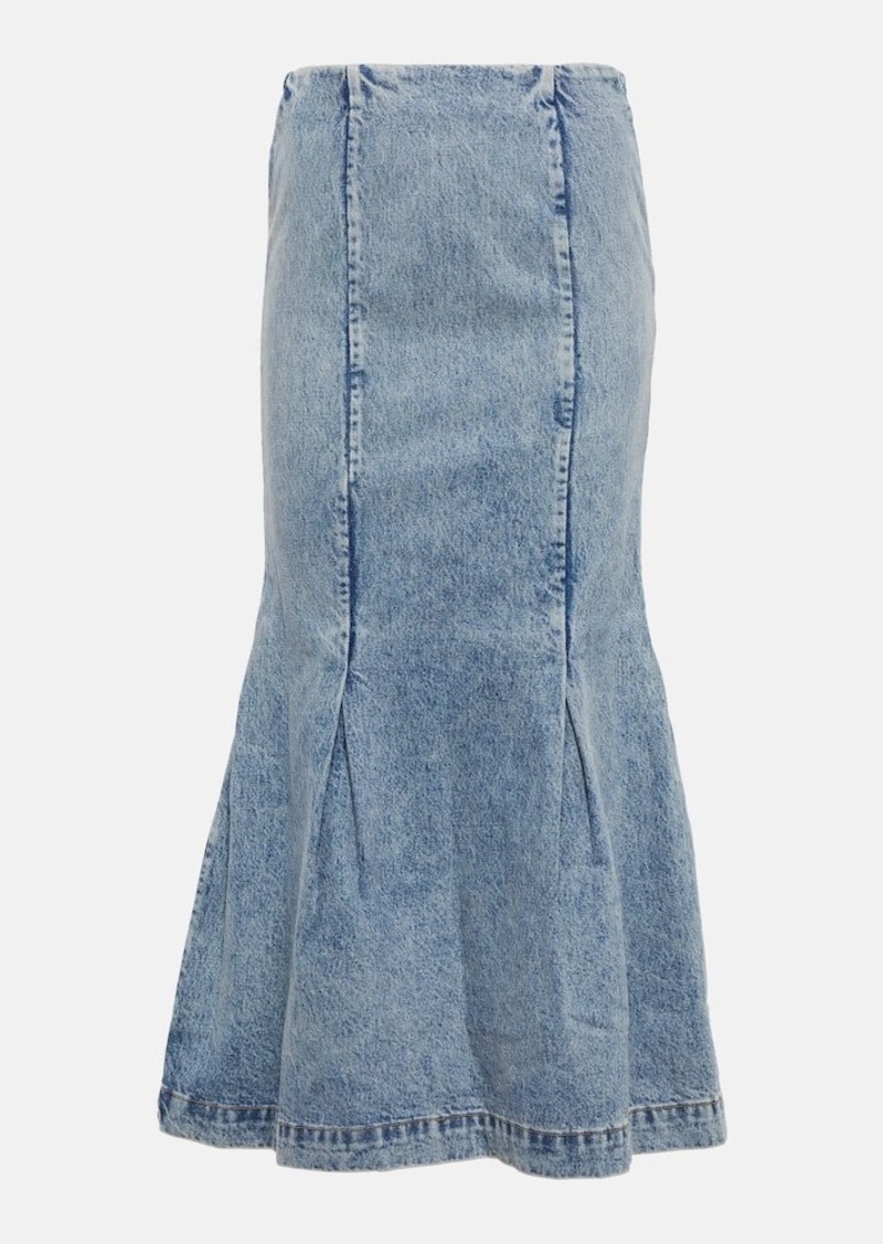 Khaite Levine seam-detail denim midi skirt